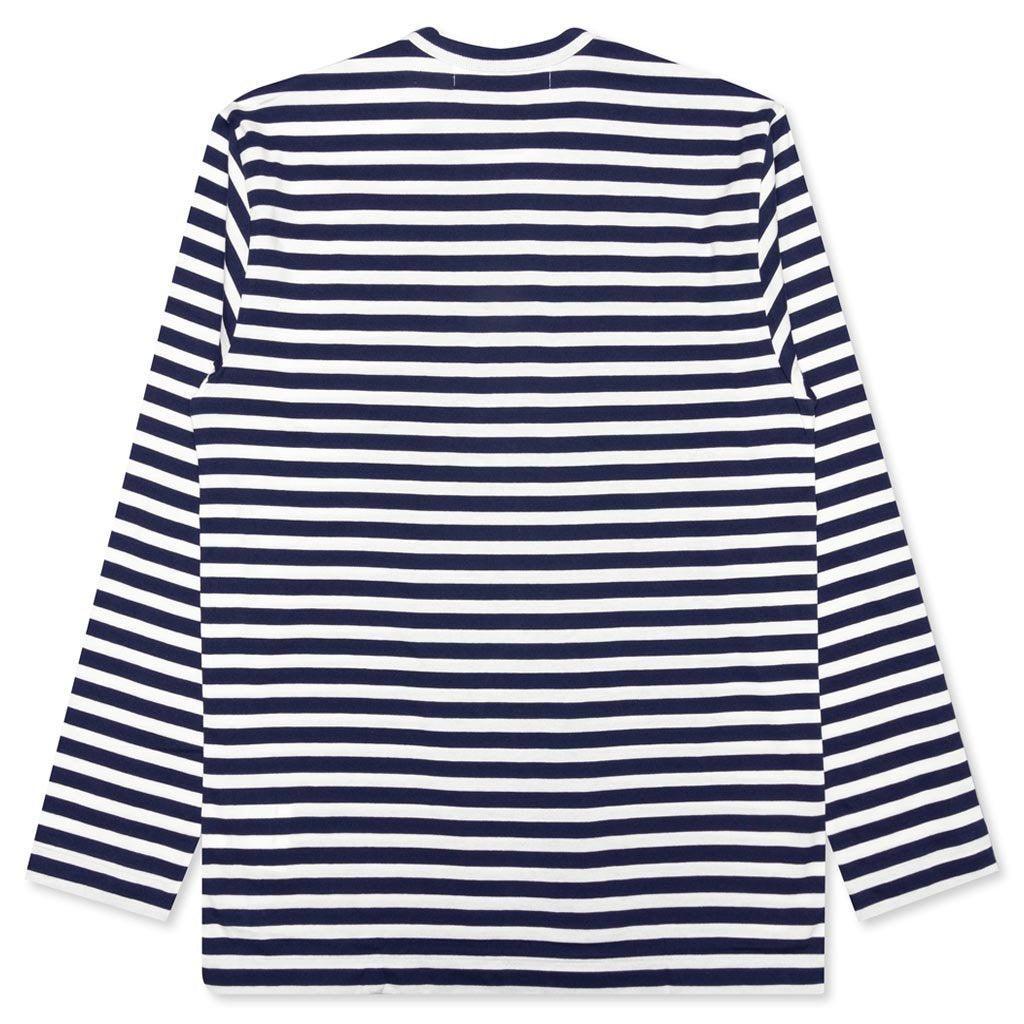 Double Heart Striped Shirt - White/Navy Male Product Image