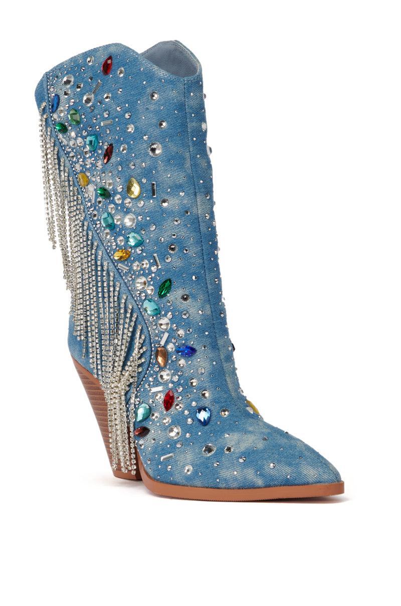 AZALEA WANG GAINES DENIM WESTERN BOOTIE Product Image