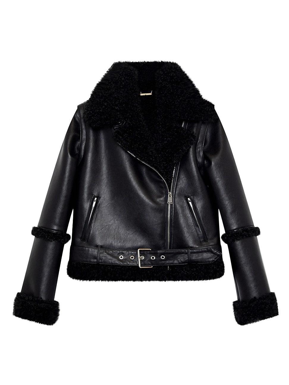 Simkhai Charleston Faux Leather & Faux Shearling Moto Jacket Product Image