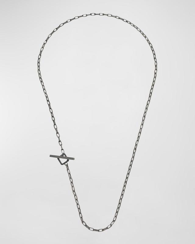 Men's Ulysses Hand Etched Link Lariat Necklace in Silver, 52mm Product Image