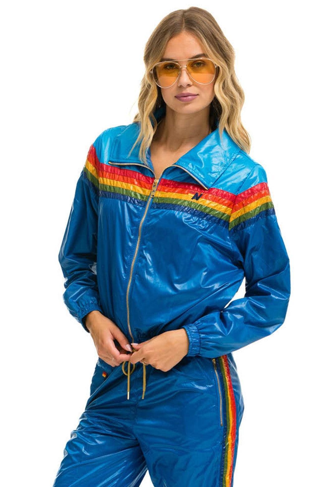 5 STRIPE WINDBREAKER - DRESDEN // SNORKEL BLUE GLOSSY Female Product Image