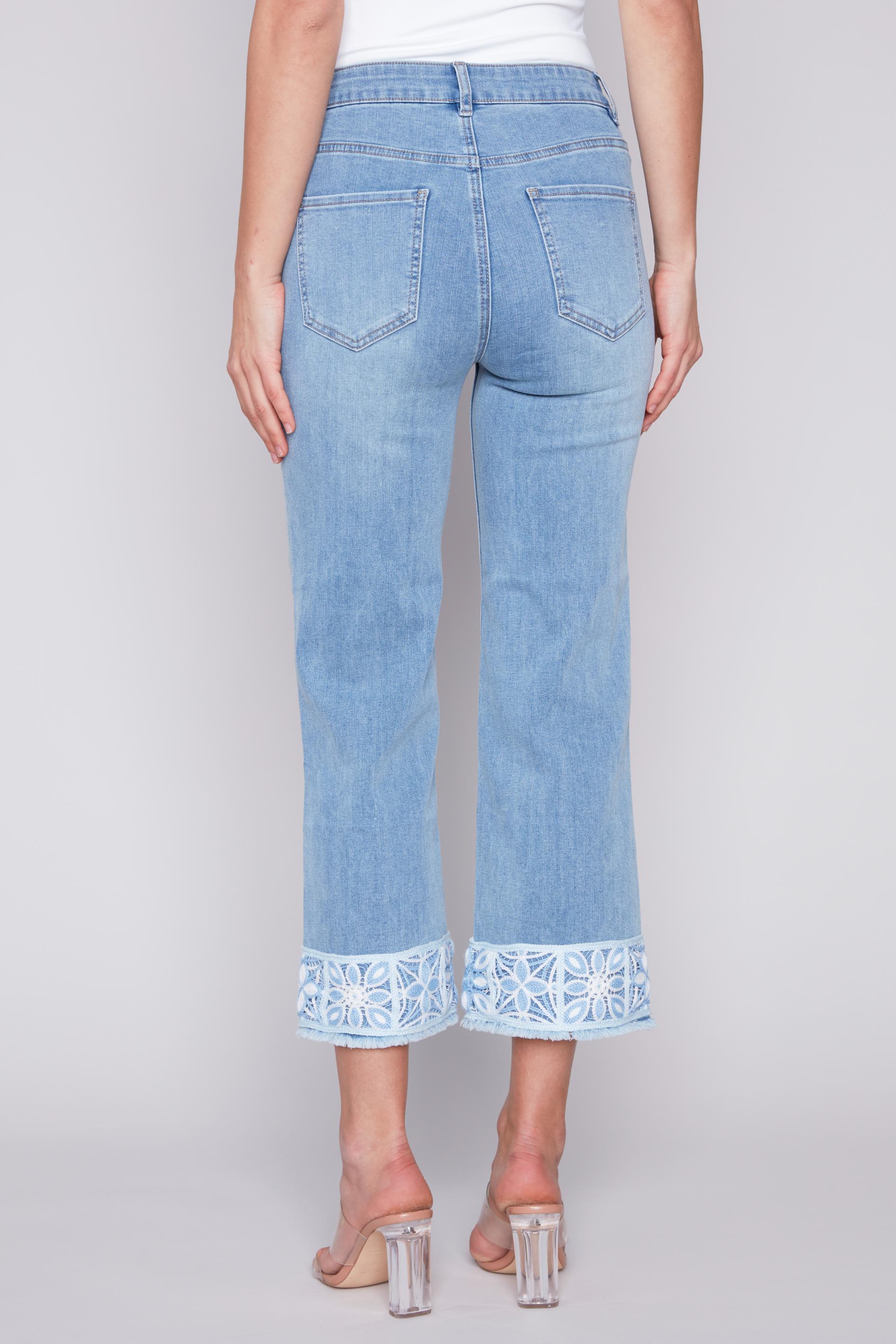 Printed Cuffed Ankle Denim Pant Product Image