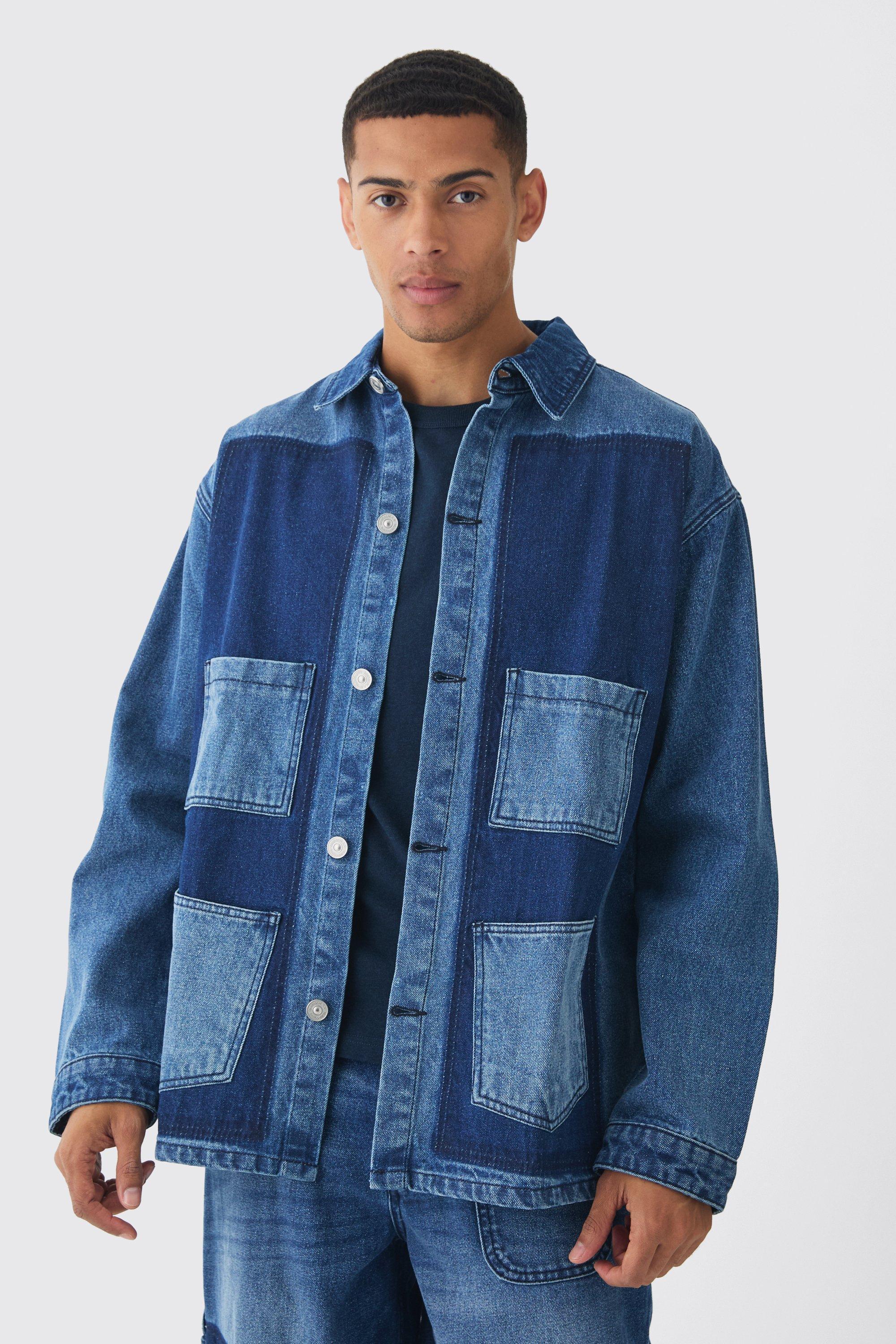 Oversized Denim Carpenter Dyed Overshirt | boohooMAN USA Product Image