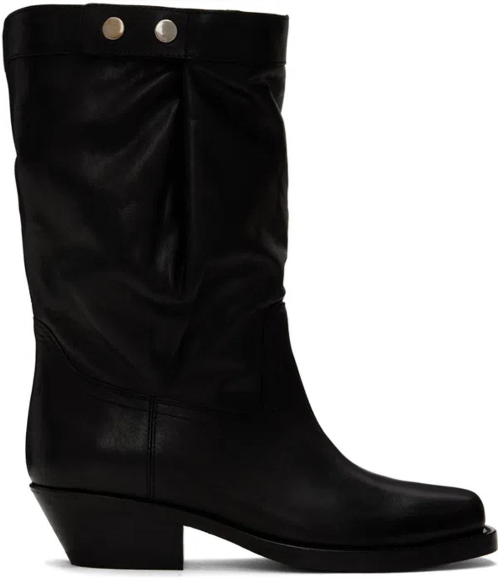 Ademe Square Toe Biker Boots In Black Product Image