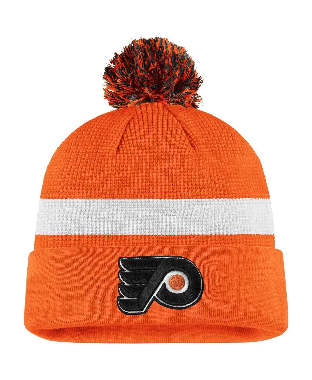 Mens Fanatics Branded Orange/White Philadelphia Flyers 2020 NHL Draft Authentic Pro Cuffed Pom Knit Hat Product Image