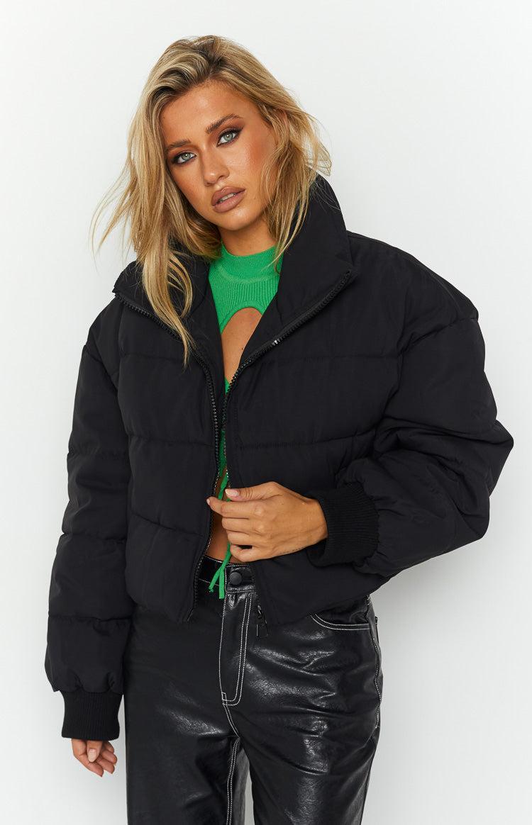 Fuego Puffer Cropped Jacket Black Product Image