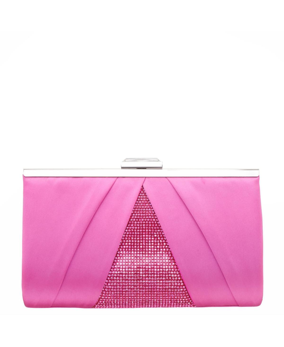 Womens Pleated Stain Crystal Frame Clutch Product Image