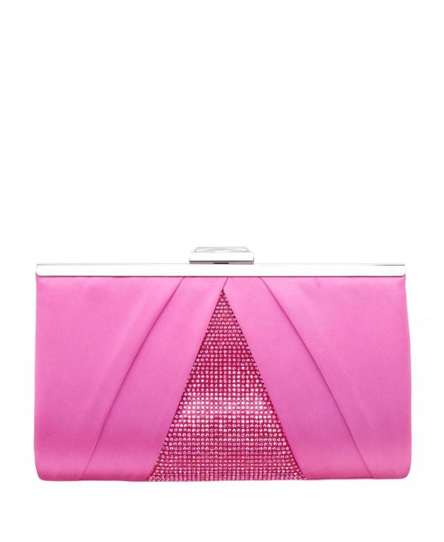 Womens Pleated Stain Crystal Frame Clutch Product Image