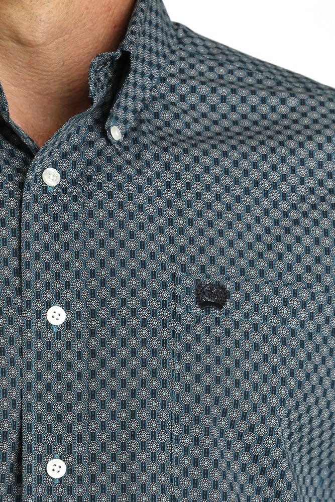 Cinch® Men's L/S Teal/Navy Geo Print Button Shirt Product Image