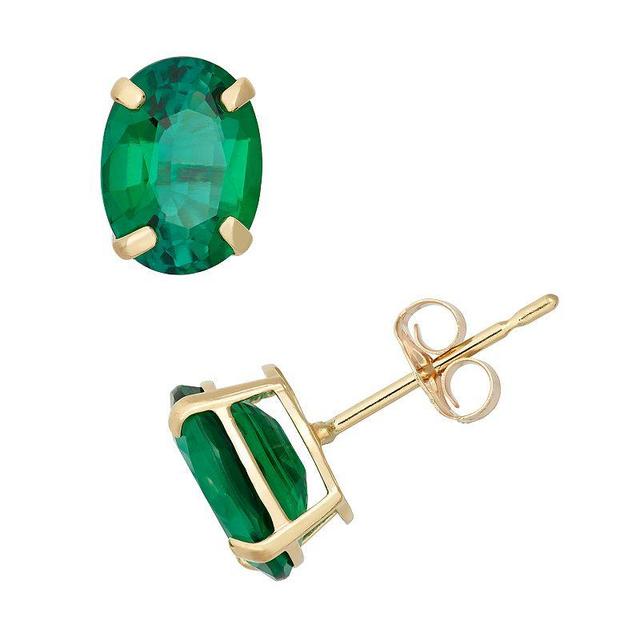 Designs by Gioelli Lab-Created Emerald 10k Gold Oval Stud Earrings, Womens, Green Product Image