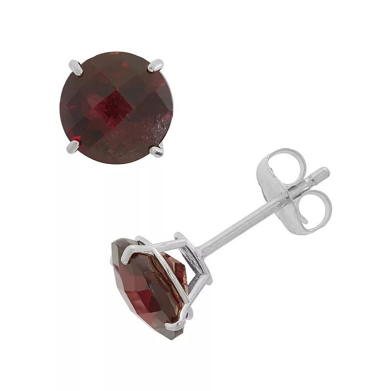 Garnet 10k White Gold Stud Earrings, Womens, Red Product Image