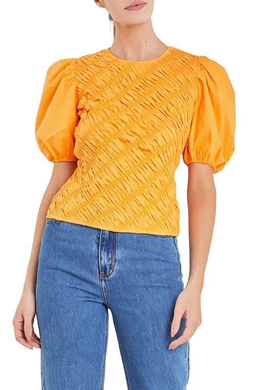 English Factory Asymmetric Shirred Puff Sleeve Top Product Image