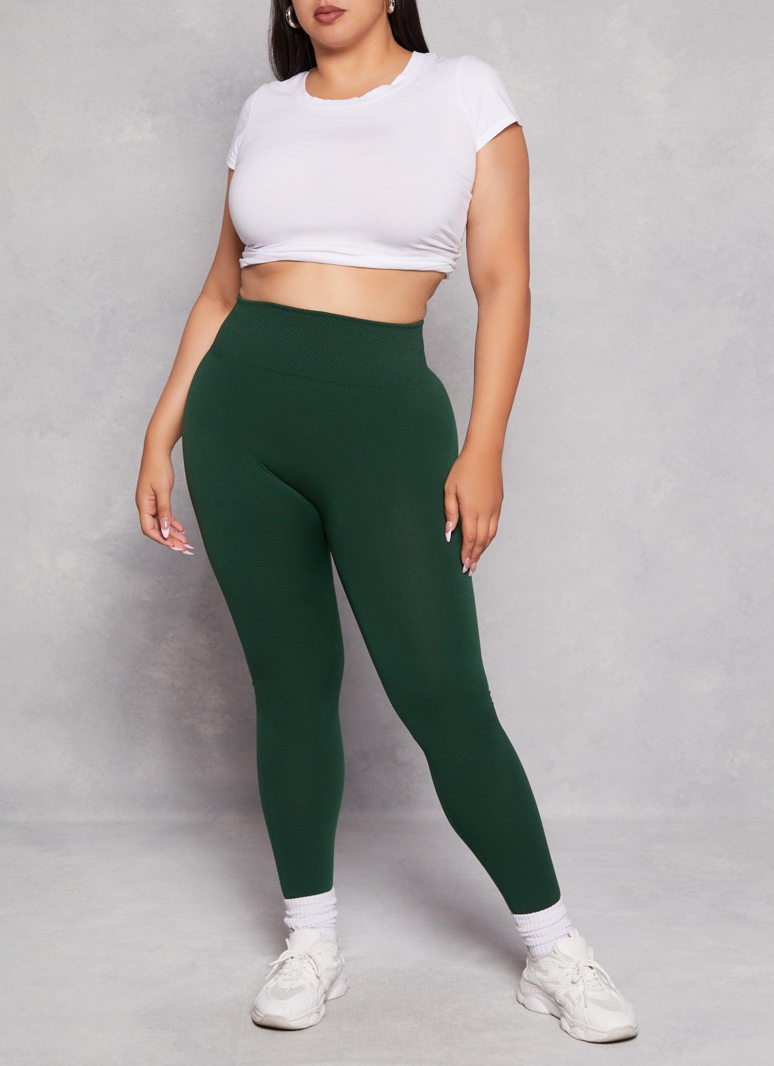 Womens Plus Size Fleece Textured Waistband Leggings Product Image