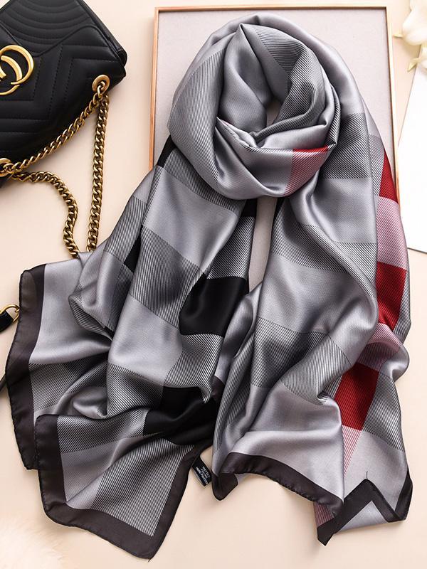 Chic Plaid Silk Imitation Shawl&Scarf Product Image