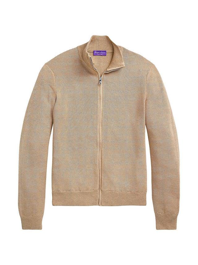 Mens Textured Silk Cotton Front-Zip Sweater Product Image