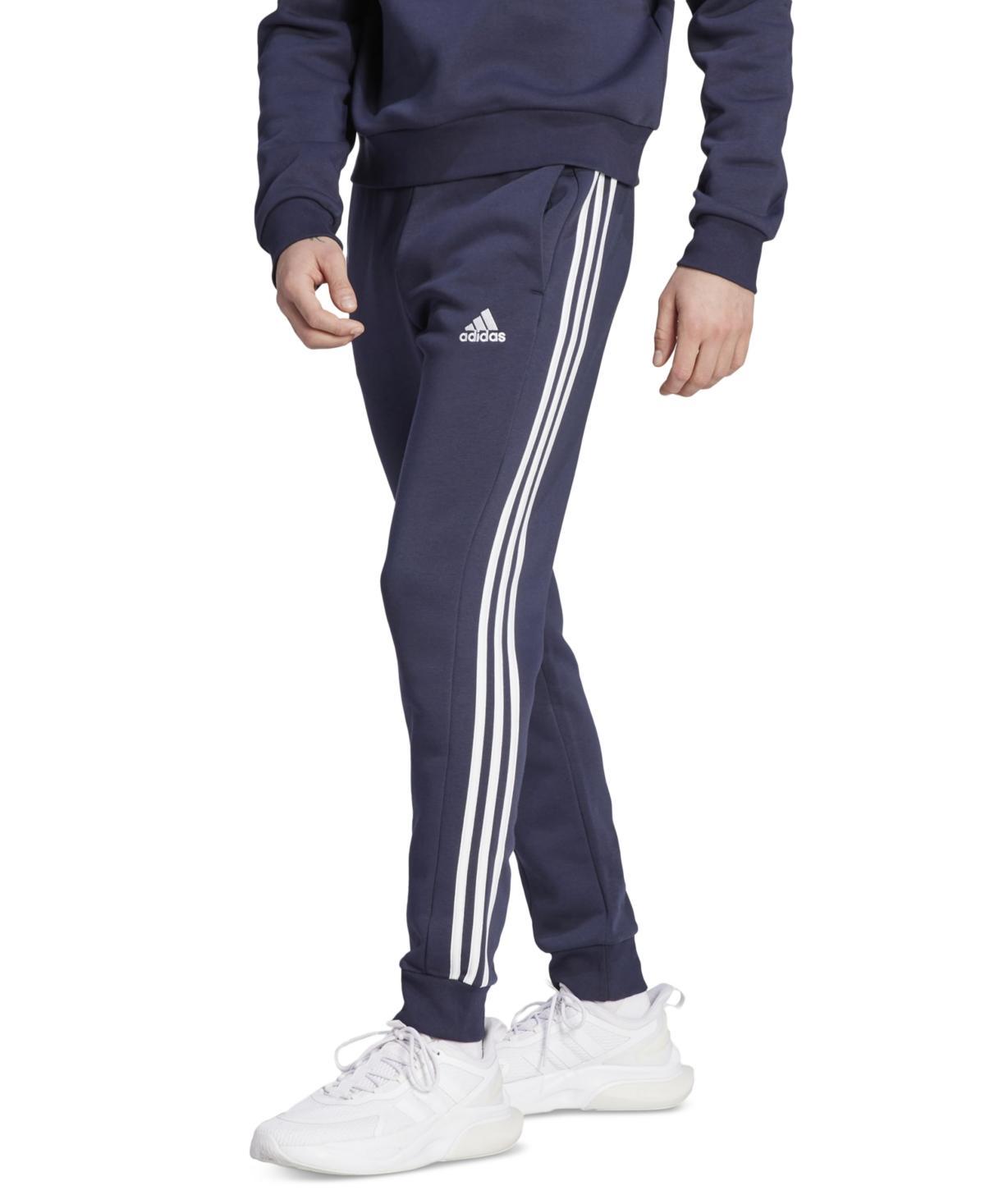 Mens adidas Essentials Fleece 3-Stripes Tapered Cuff Pants Medium Gray Grey Product Image