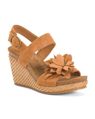 Suede Cali Hand Cut Flower Blossom Comfort Sandals for Women Product Image