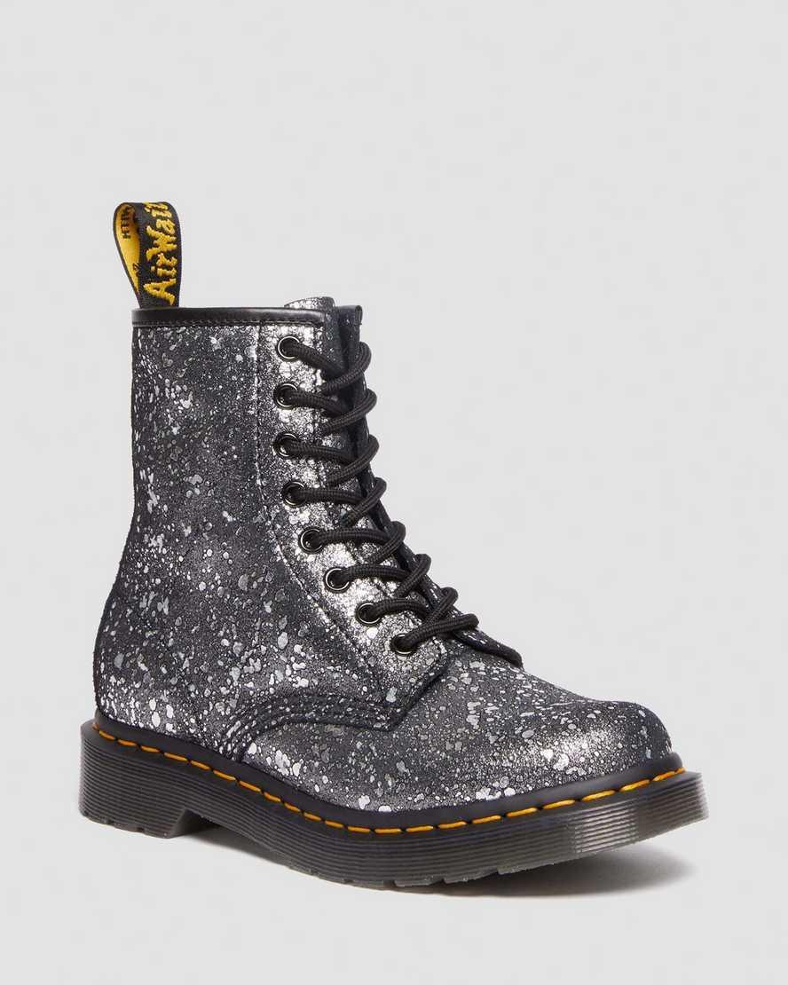 Dr. Martens, Womens 1460 Metallic Splatter Suede Lace Up Boots in Black Product Image