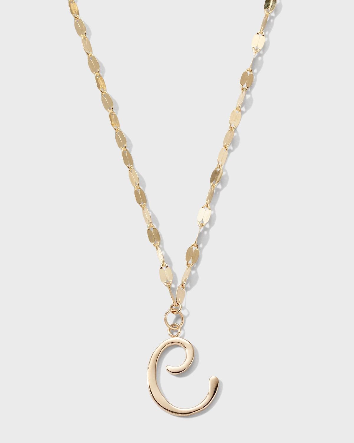 Womens 14K Yellow Gold Cursive Initial Pendant Necklace Product Image