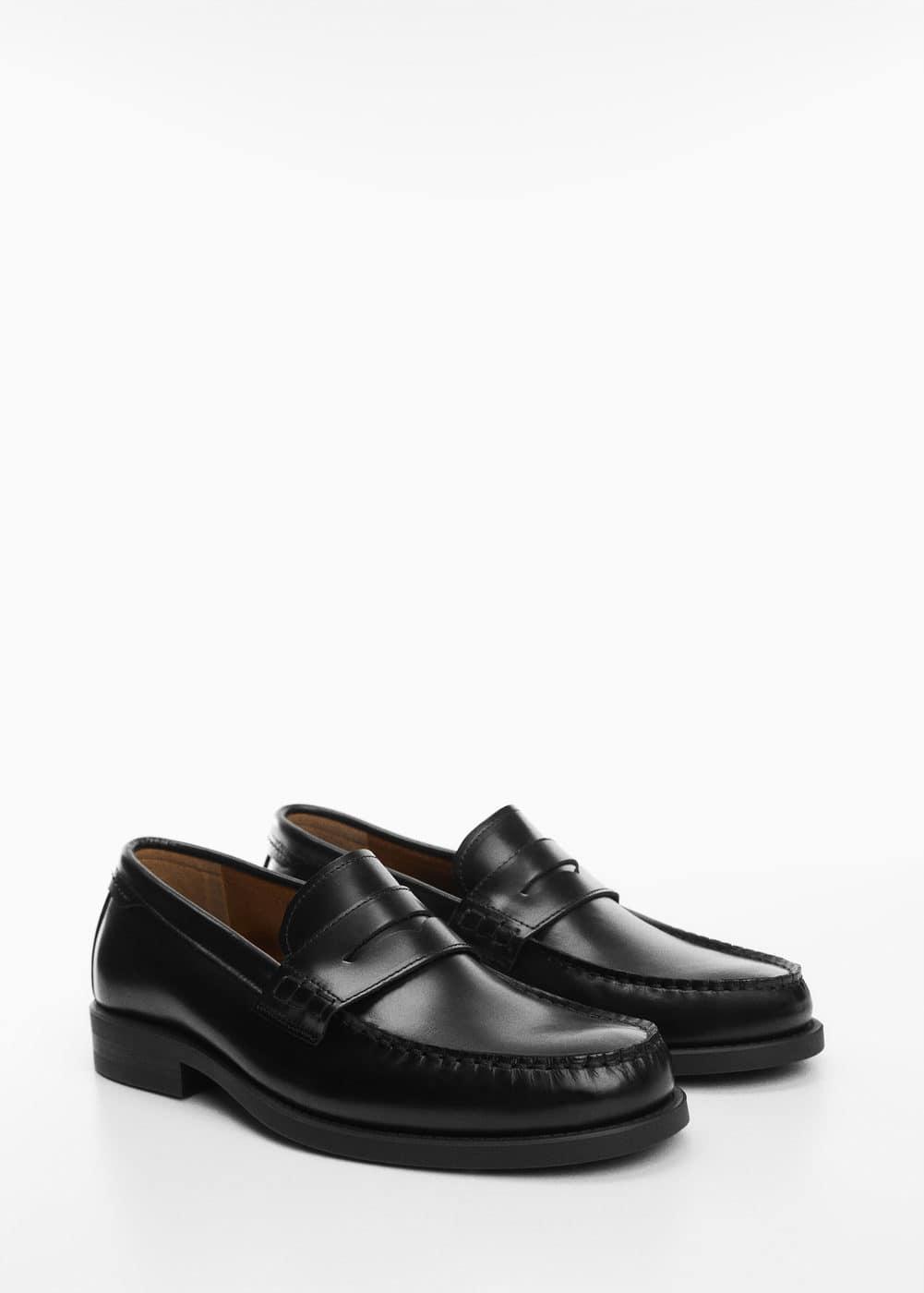 MANGO MAN - Aged-leather loafers blackMen Product Image