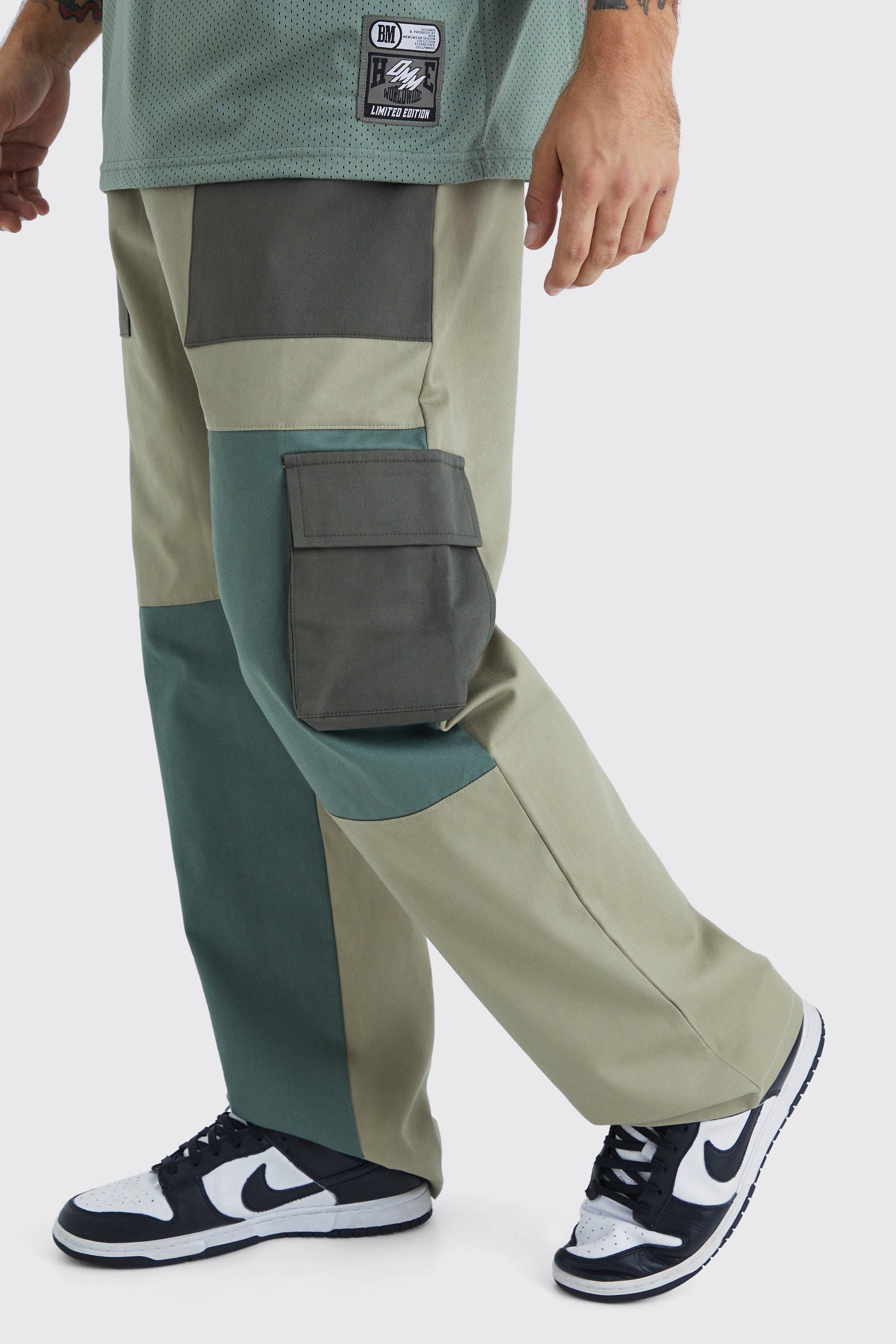 Relaxed Fit Colour Block Official Branded Cargo Pants | boohooMAN USA Product Image