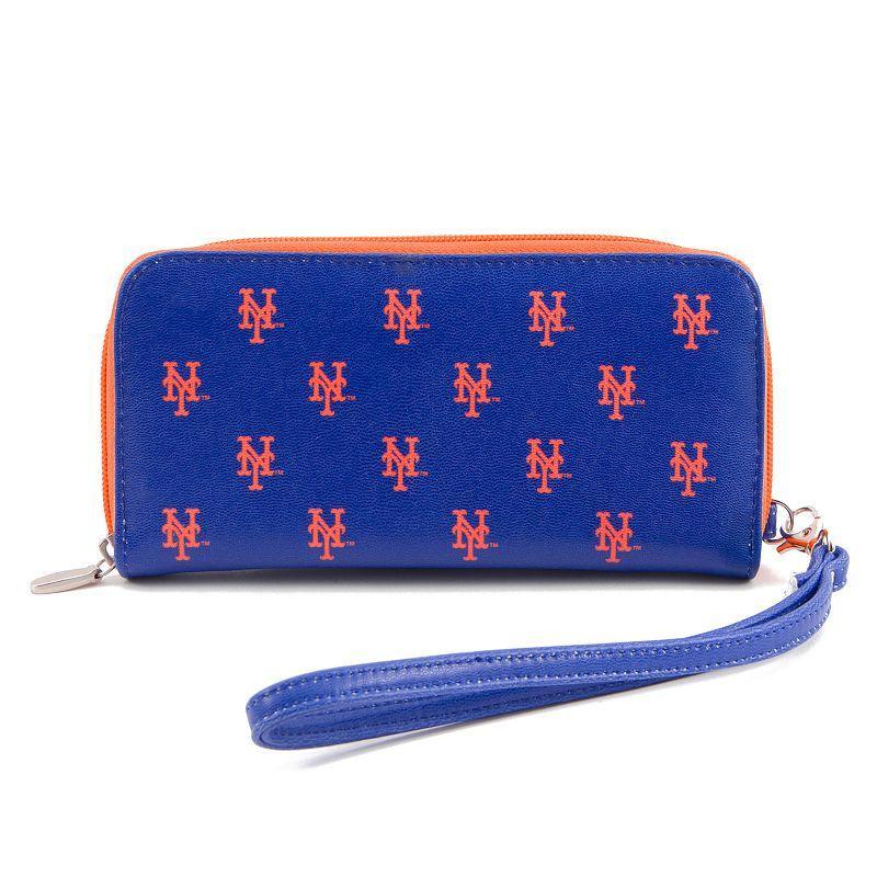 Womens New York Mets Zip-Around Wristlet Wallet - Blue Product Image