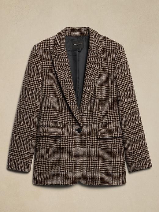 Wool-Blend Plaid Blazer Product Image