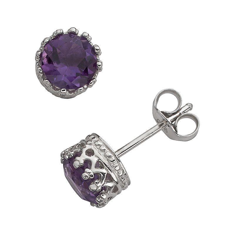 Designs by Gioelli Sterling Silver Amethyst Stud Earrings, Womens, Purple Product Image