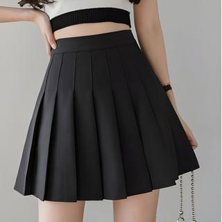 High-Waist Mini Pleated Skirt Product Image