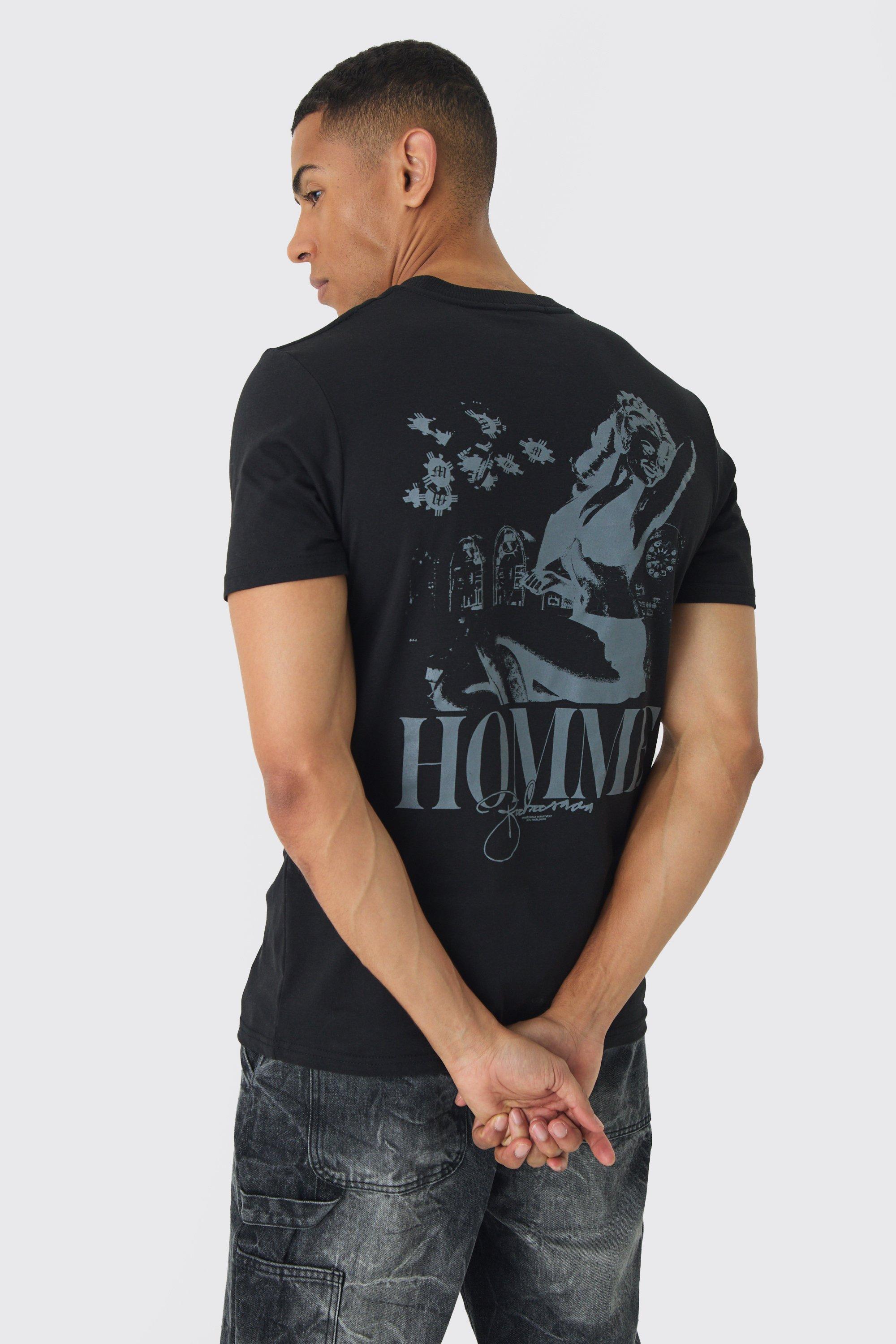 Slim Tonal Renaissance Print T-Shirt | boohooMAN USA Product Image