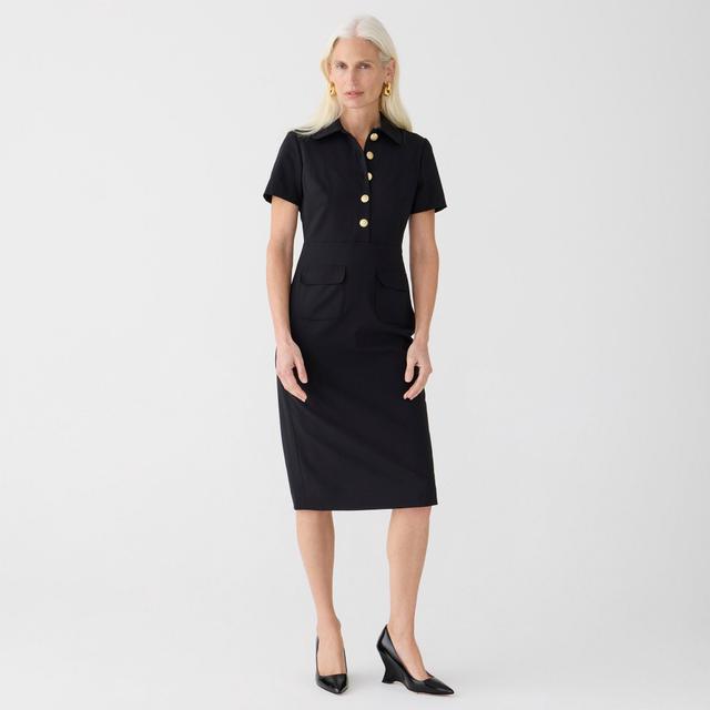 Collared sheath dress in bi-stretch wool blend Product Image