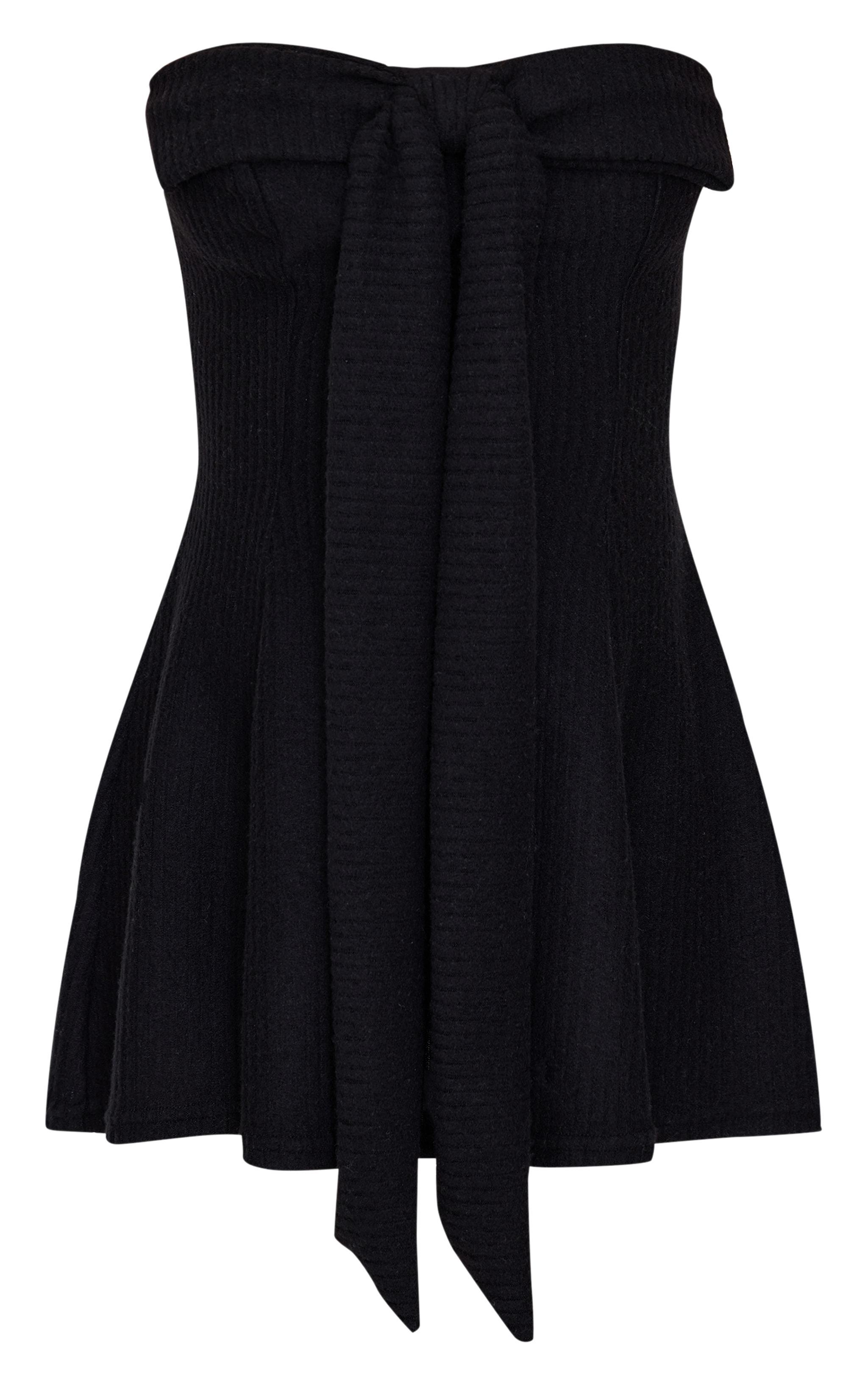  Black Bandeau Bow Detail Bodycon Dress Product Image