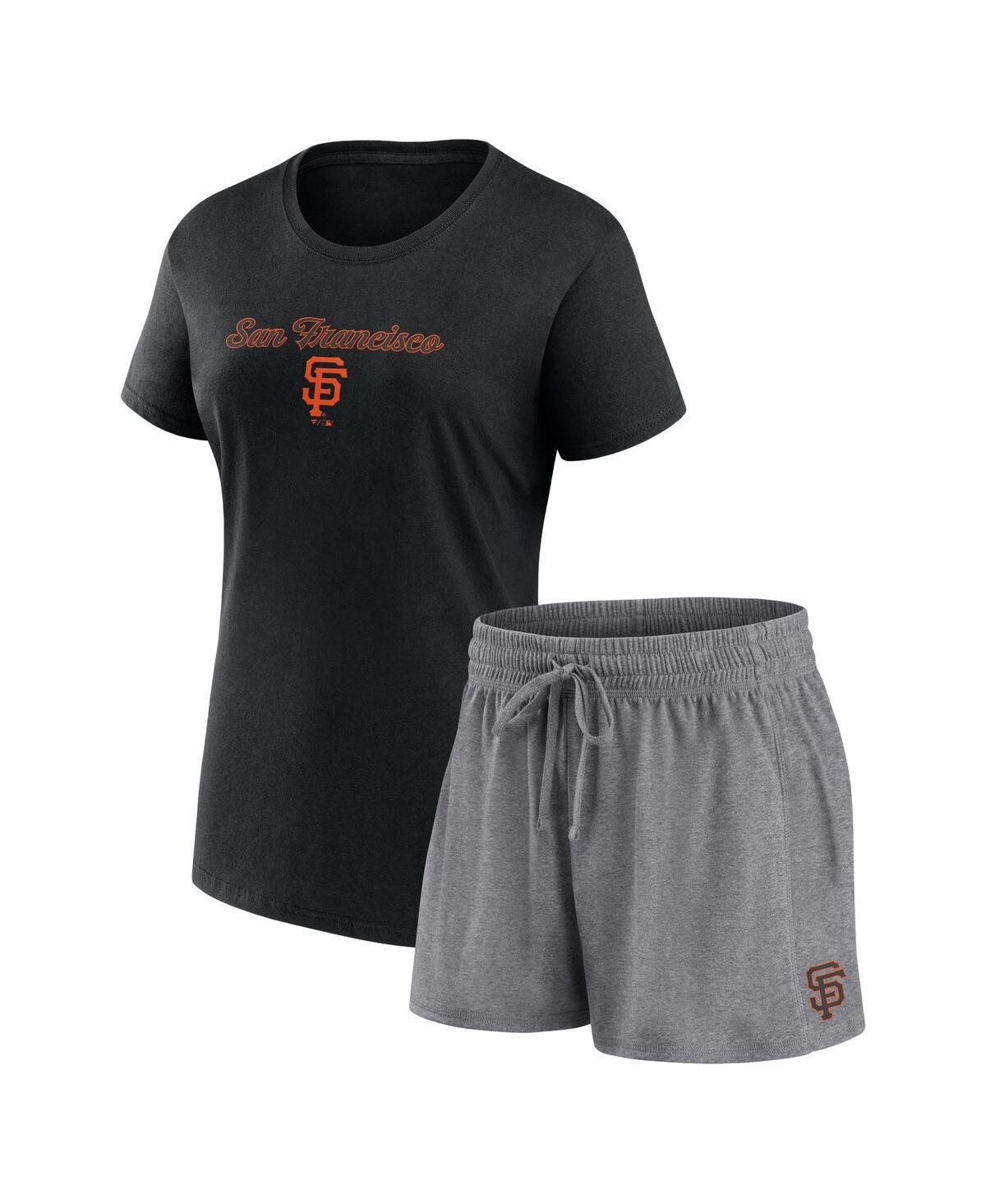 Womens Fanatics Black San Francisco Giants Script T-shirt and Shorts Combo Set - Black Product Image