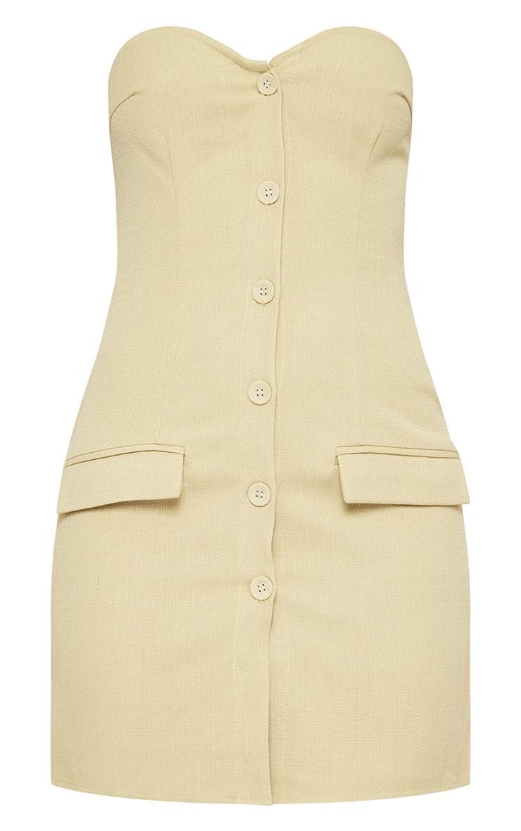 Sage Khaki Bandeau Button Pocket Detail Bodycon Dress Product Image