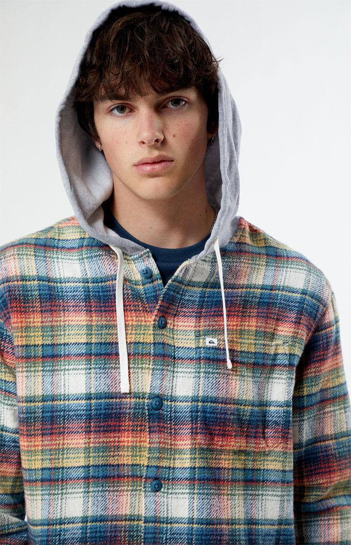 Quiksilver Briggs Hooded Flannel (Mineral Red Briggs Flannel) Men's Clothing Product Image