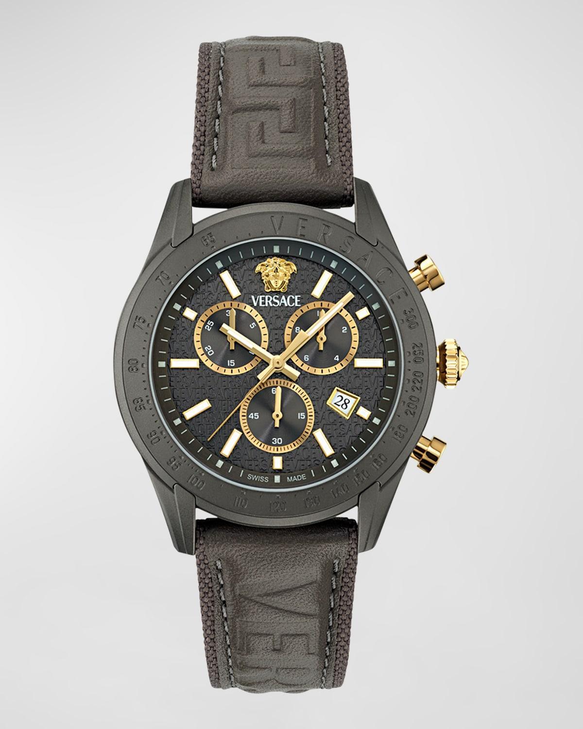 Men's Chrono Master IP Gunmetal Leather-Strap Watch, 44mm Product Image