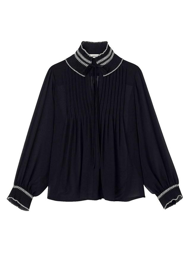 sandro Jacinthe Split Neck Blouse Product Image