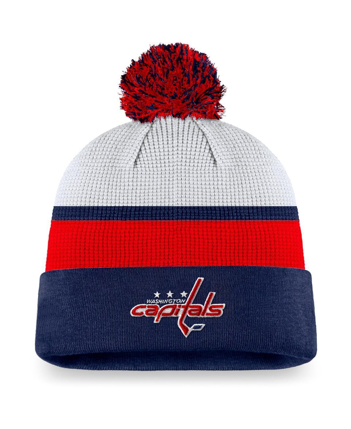 Mens Fanatics Branded /Navy Washington Capitals Authentic Pro Draft Cuffed Knit Hat with Pom Product Image