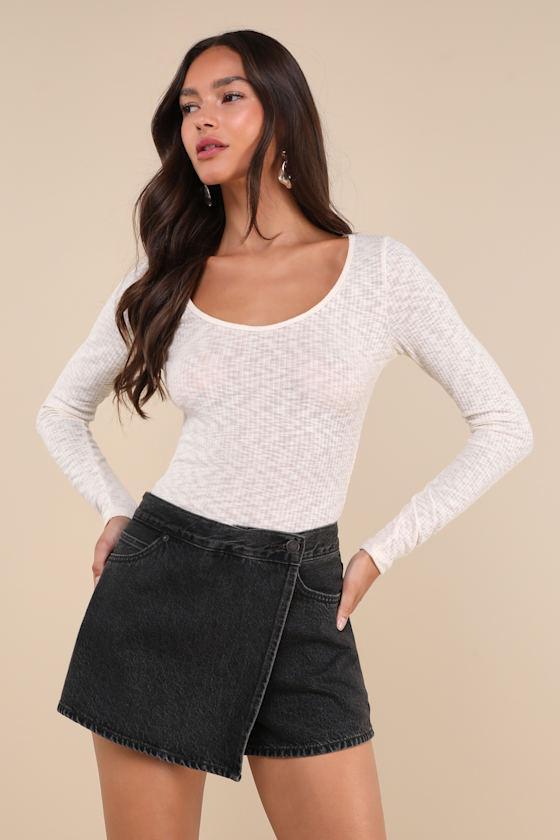 Incredibly Cool Cream Burnout Scoop Neck Long Sleeve Top Product Image