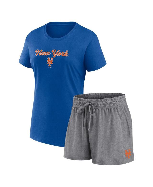 Womens Fanatics Royal New York Mets Script T-shirt and Shorts Combo Set - Royal Product Image