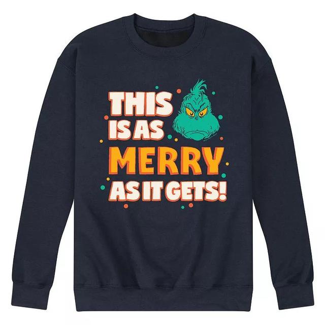 Mens Dr. Seuss The Grinch As Merry As It Gets Fleece Sweatshirt Blue Product Image