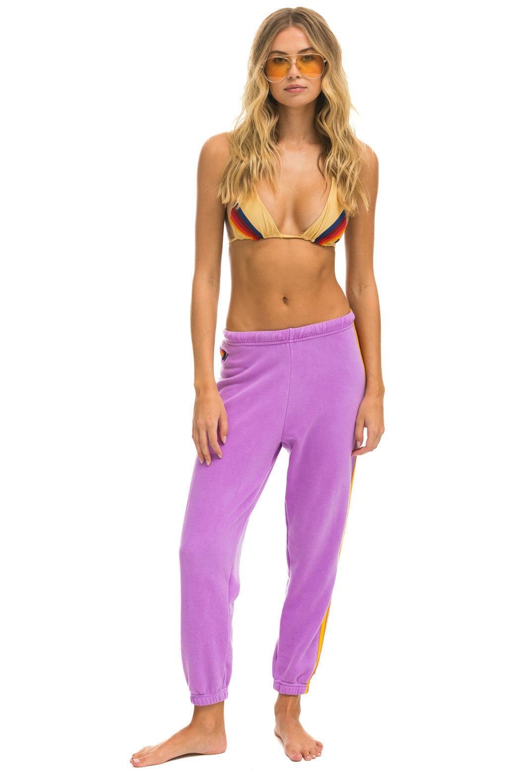 5 STRIPE SWEATPANTS - NEON PURPLE Female Product Image