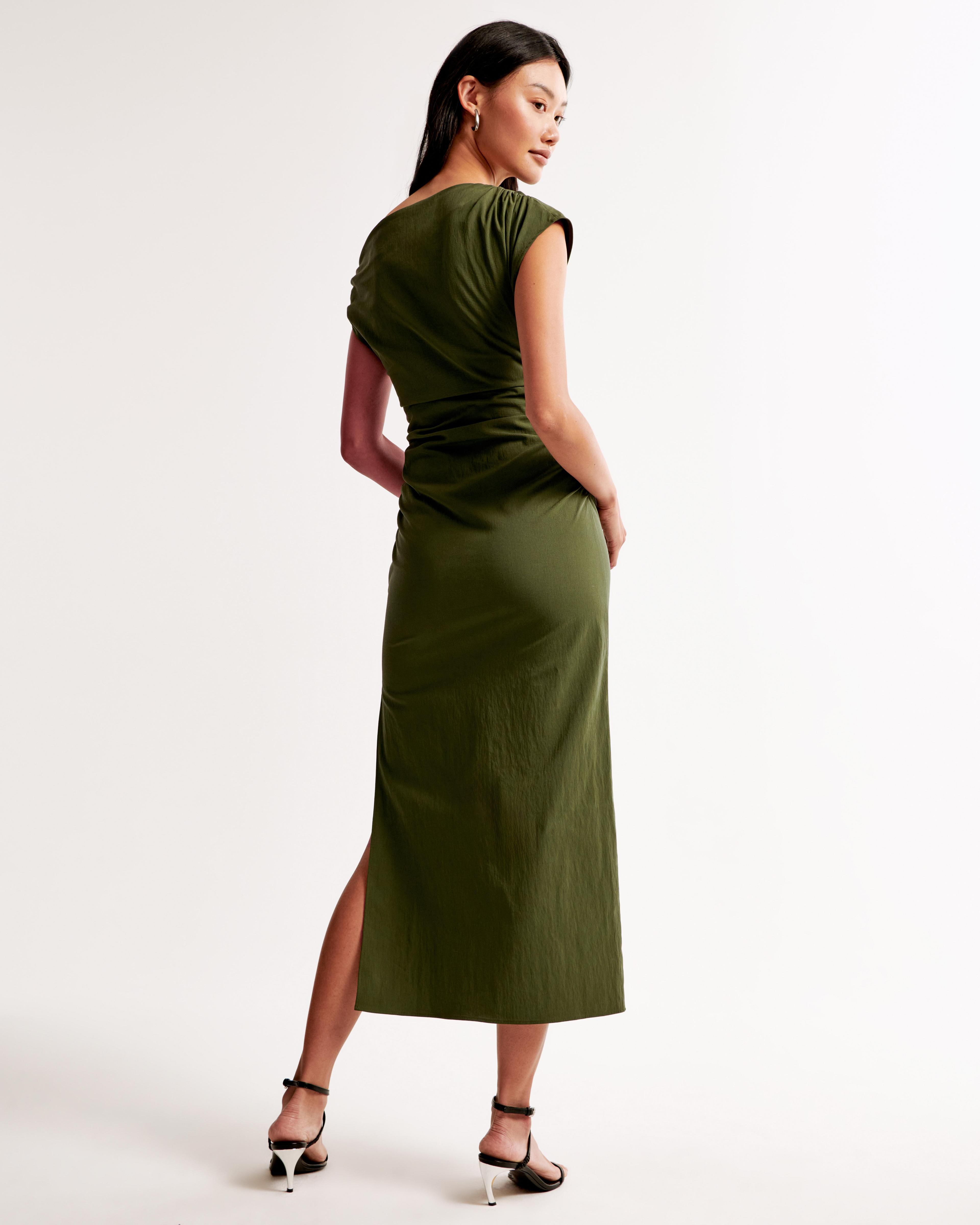 Off-The-Shoulder Draped Midi Dress Product Image