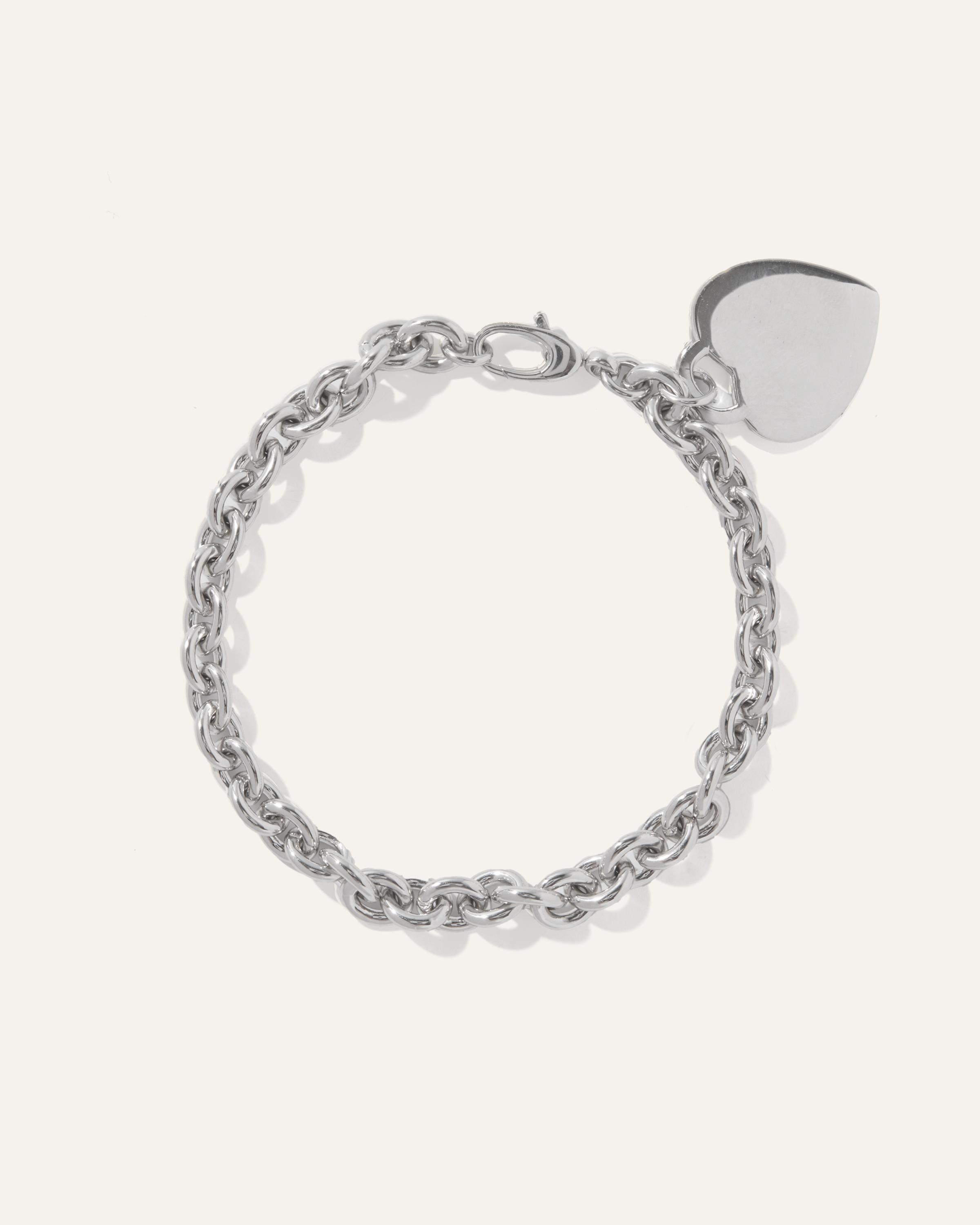 Silver Heart Tag Charm Bracelet Product Image