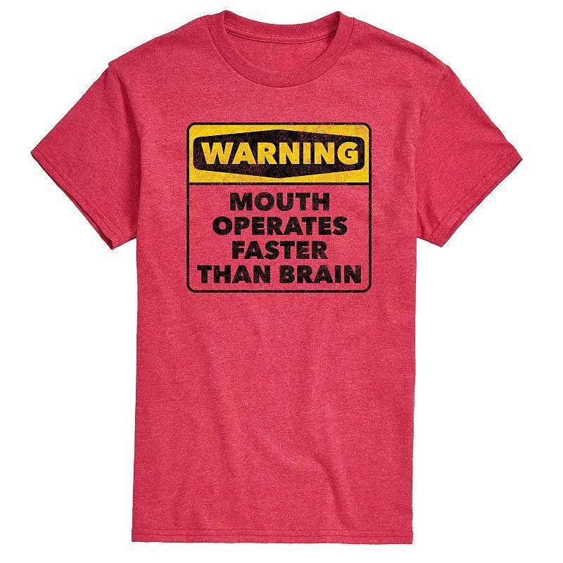 Mens Warning Mouth Faster Than Brain Graphic Tee Product Image