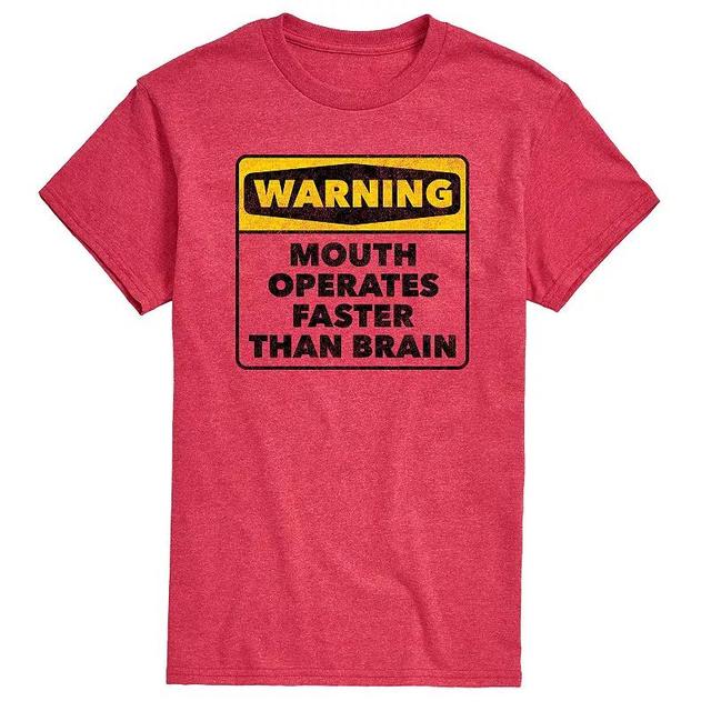 Mens Warning Mouth Faster Than Brain Graphic Tee Product Image