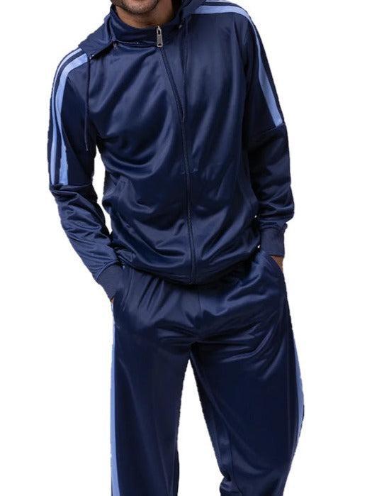 Men's Track Suit with Detachable Hood in Navy Male Product Image