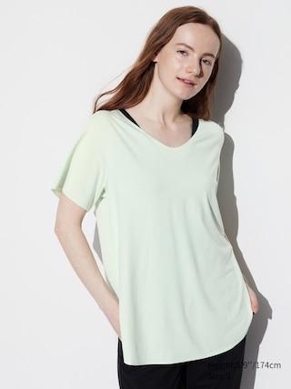 Womens Airism Seamless V-Neck Long T-Shirt Light Green XL UNIQLO US Product Image