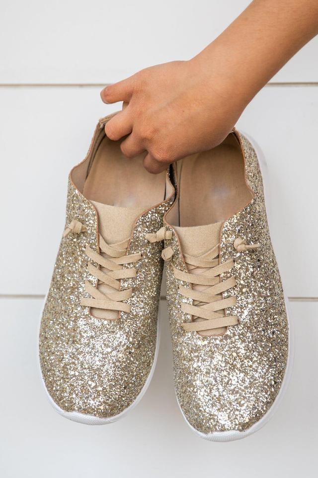 Gold Glitter Sneakers Product Image