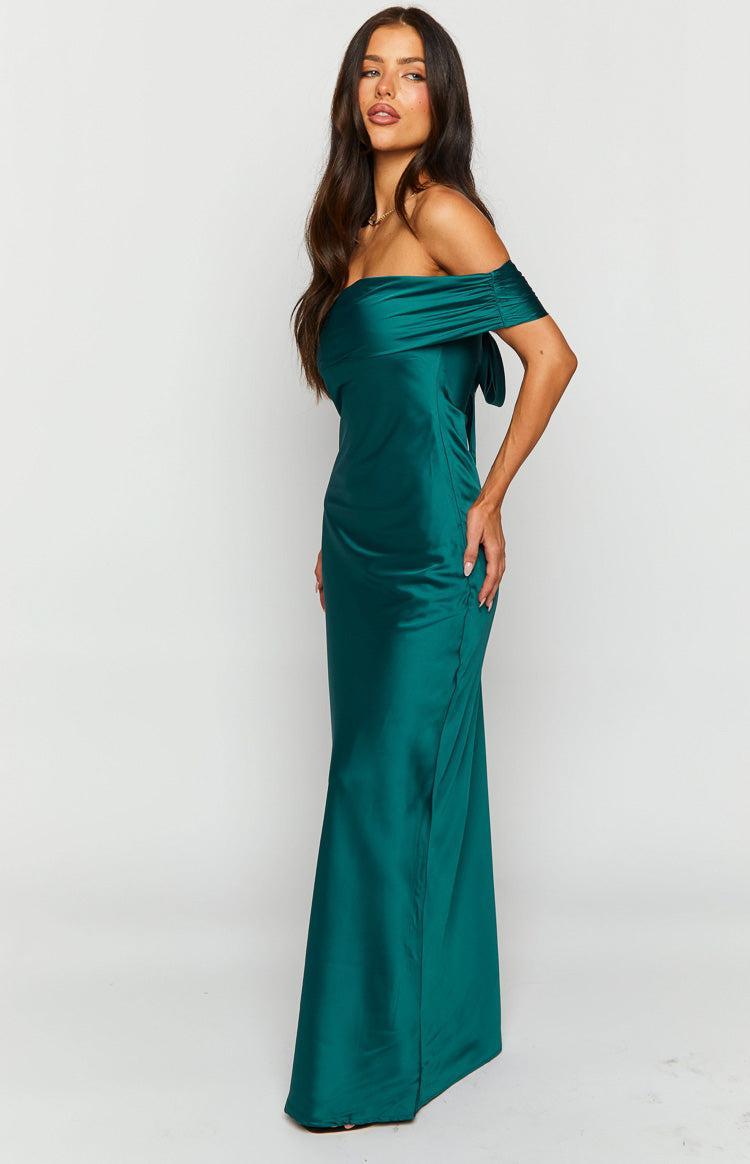 Seraphina Teal Off The Shoulder Maxi Dress Product Image